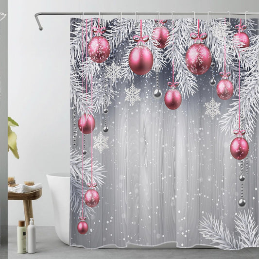 Winter Shower Curtain with Hooks 72x60 Inch