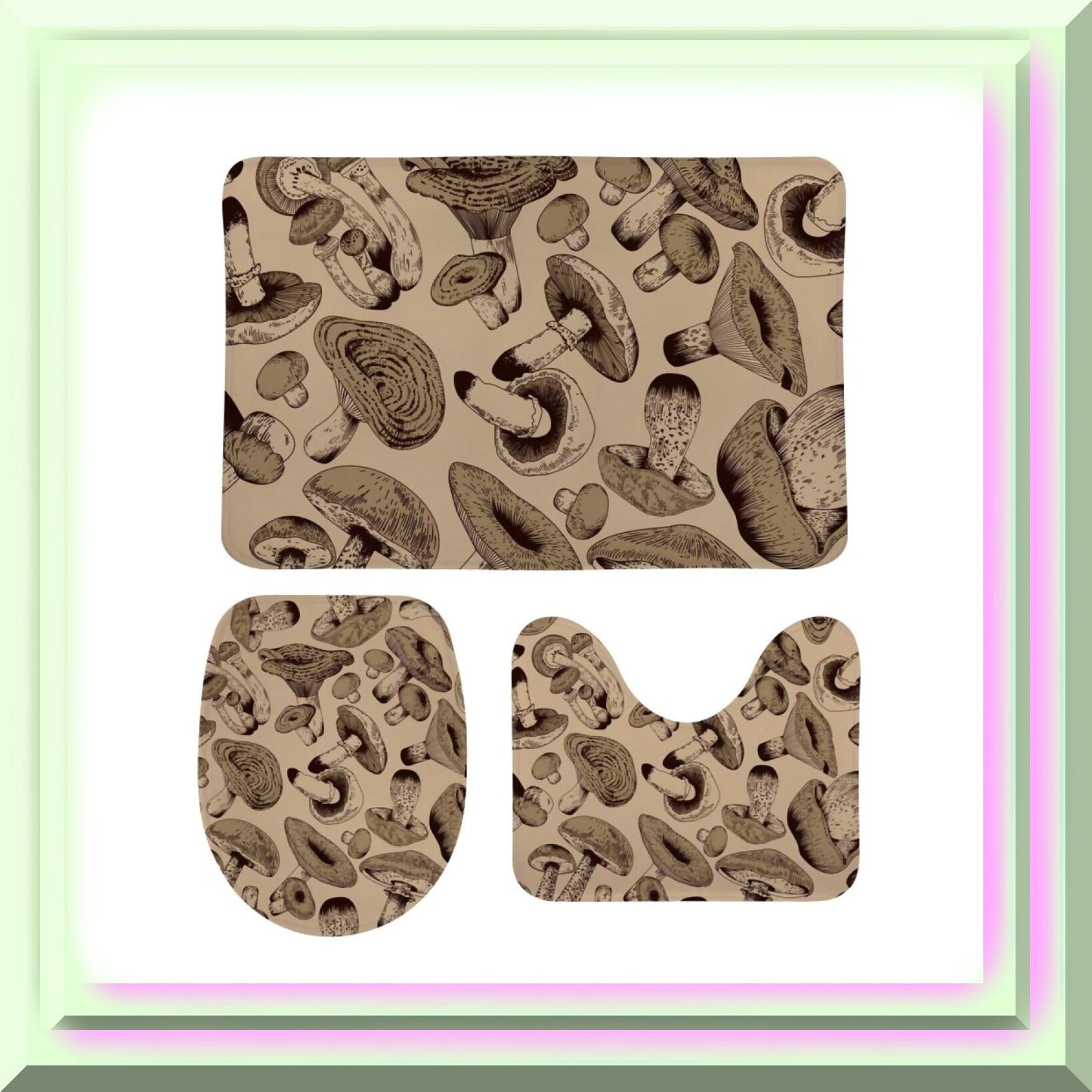 Bathroom Rug Set 3 Pieces Coral Velvet Absorbent