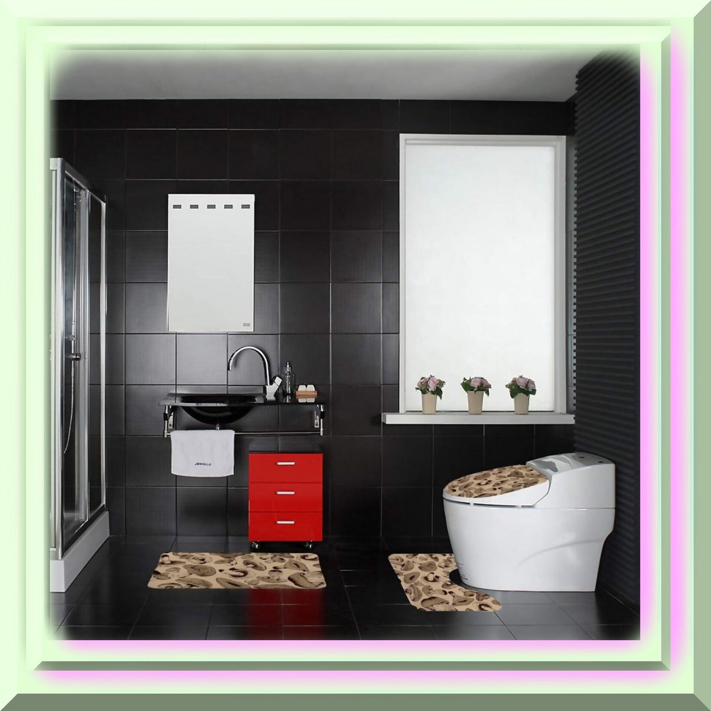 Bathroom Rug Set 3 Pieces Coral Velvet Absorbent