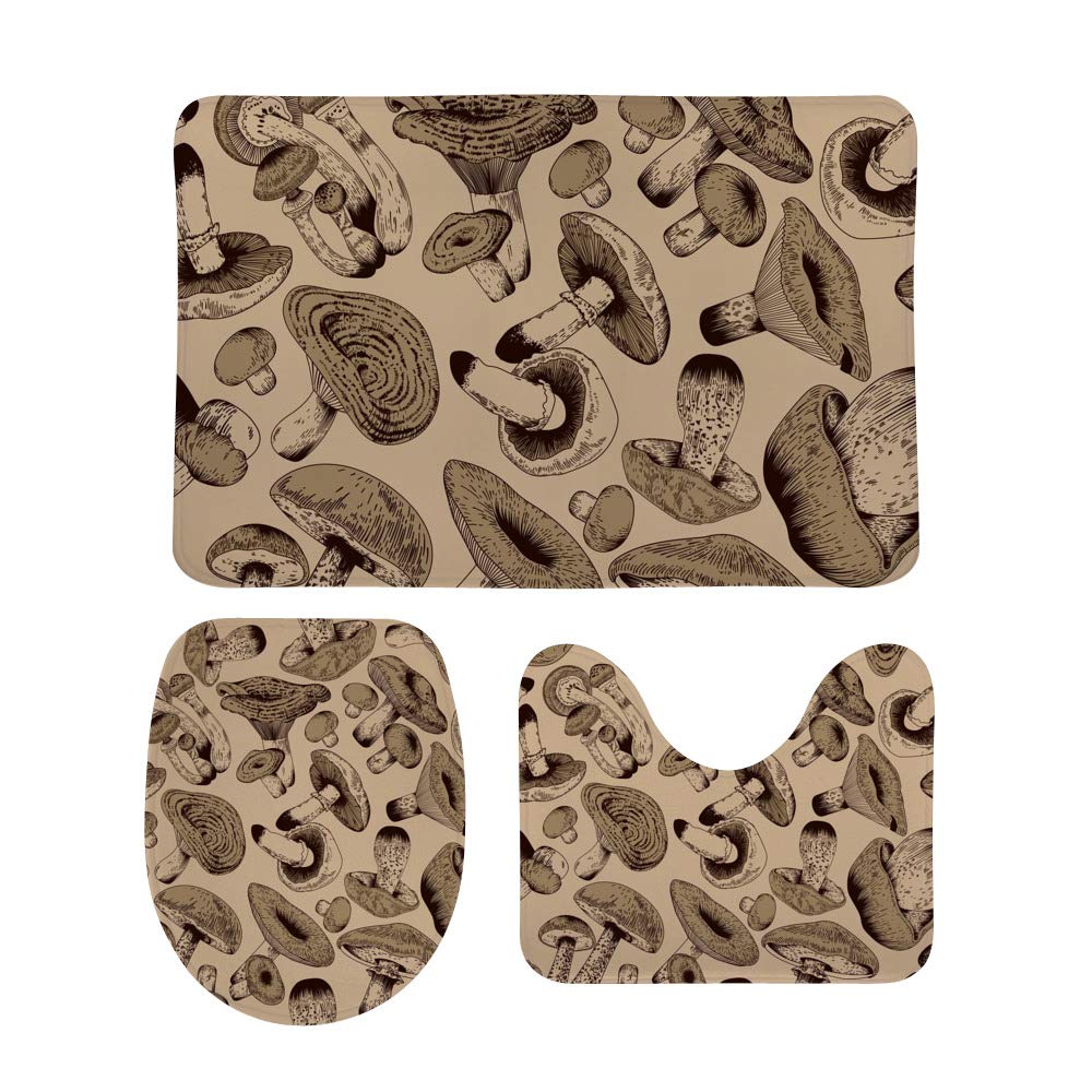 Bathroom Rug Set 3 Pieces Coral Velvet Absorbent