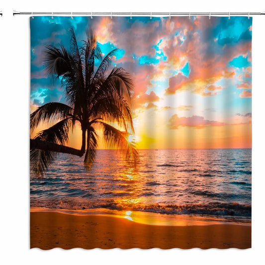 Ocean Beach Shower Curtain 70x70 Tropical Scene