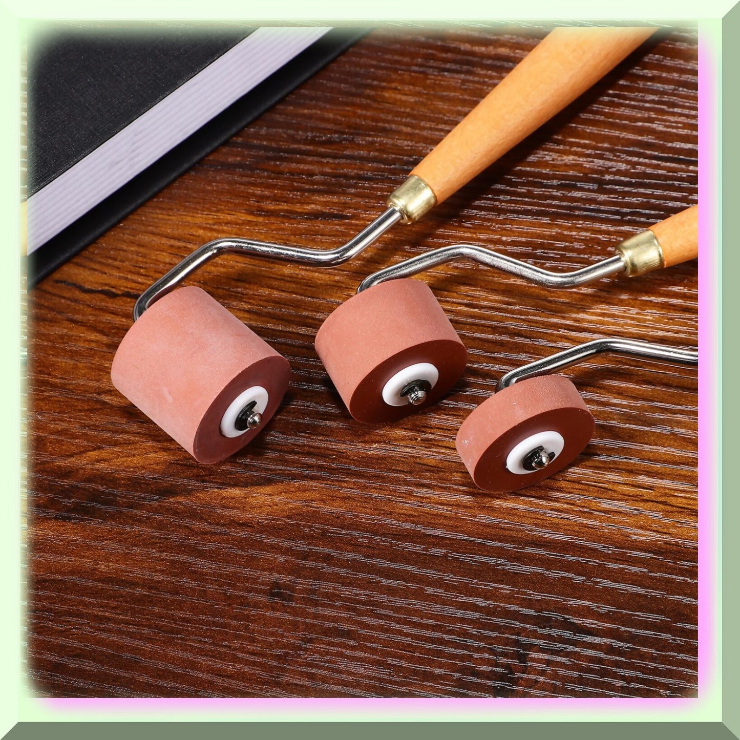 Printmaking Tool Set 3Pcs Rubber Brayer Rollers