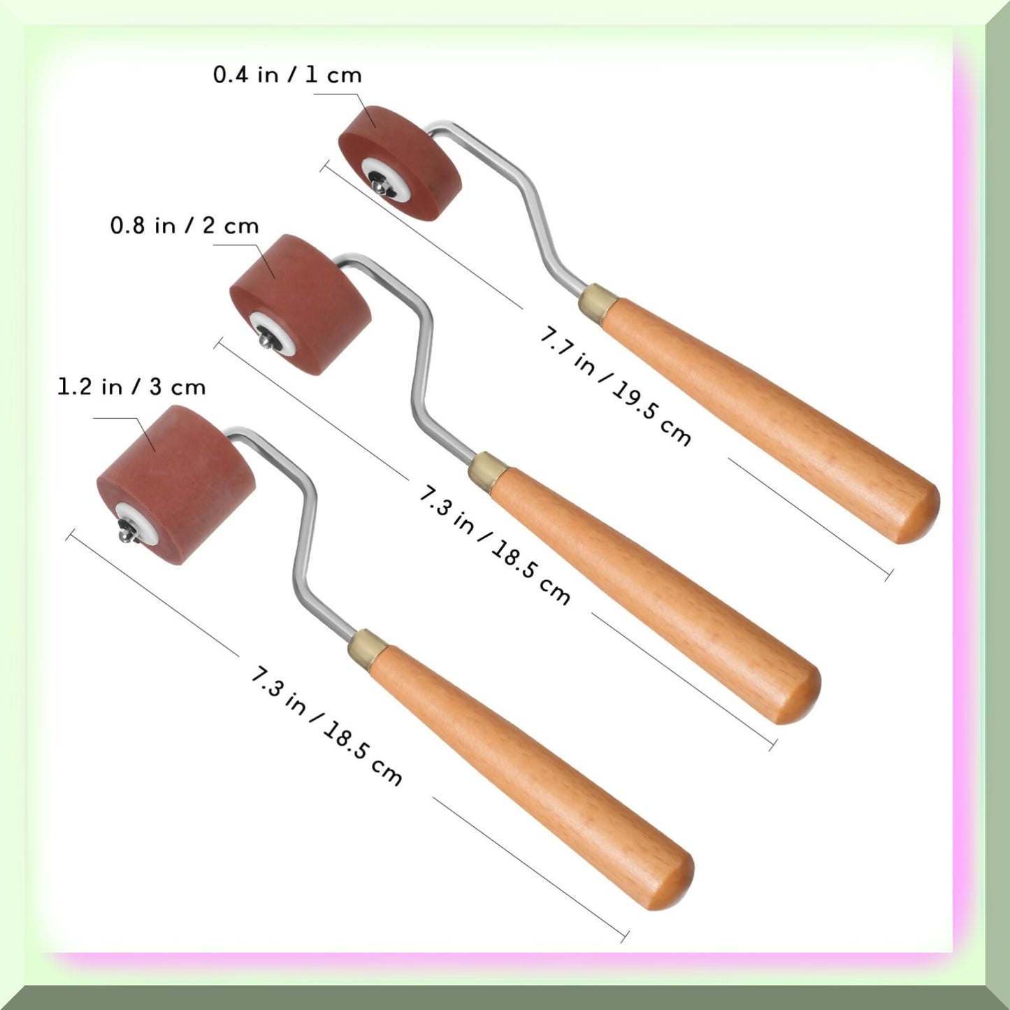 Printmaking Tool Set 3Pcs Rubber Brayer Rollers