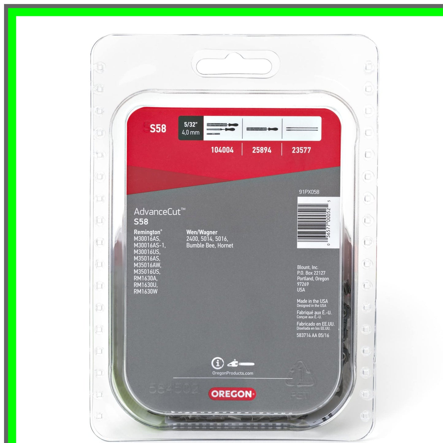 AdvanceCut 16-Inch Chainsaw Chain for 58 Drive Links and 3/8 Pitch