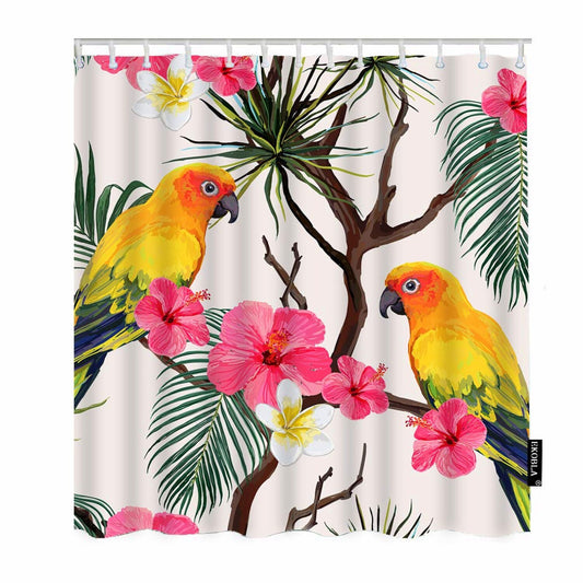 Hibiscus Tropical Parrot Shower Curtain 72x72 Inch