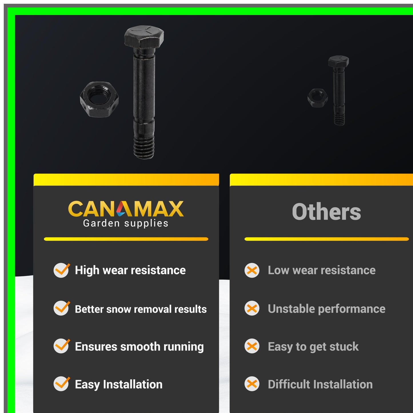 Snowblower Shear Pins and Nuts Set for Ariens Models - Pack of 10