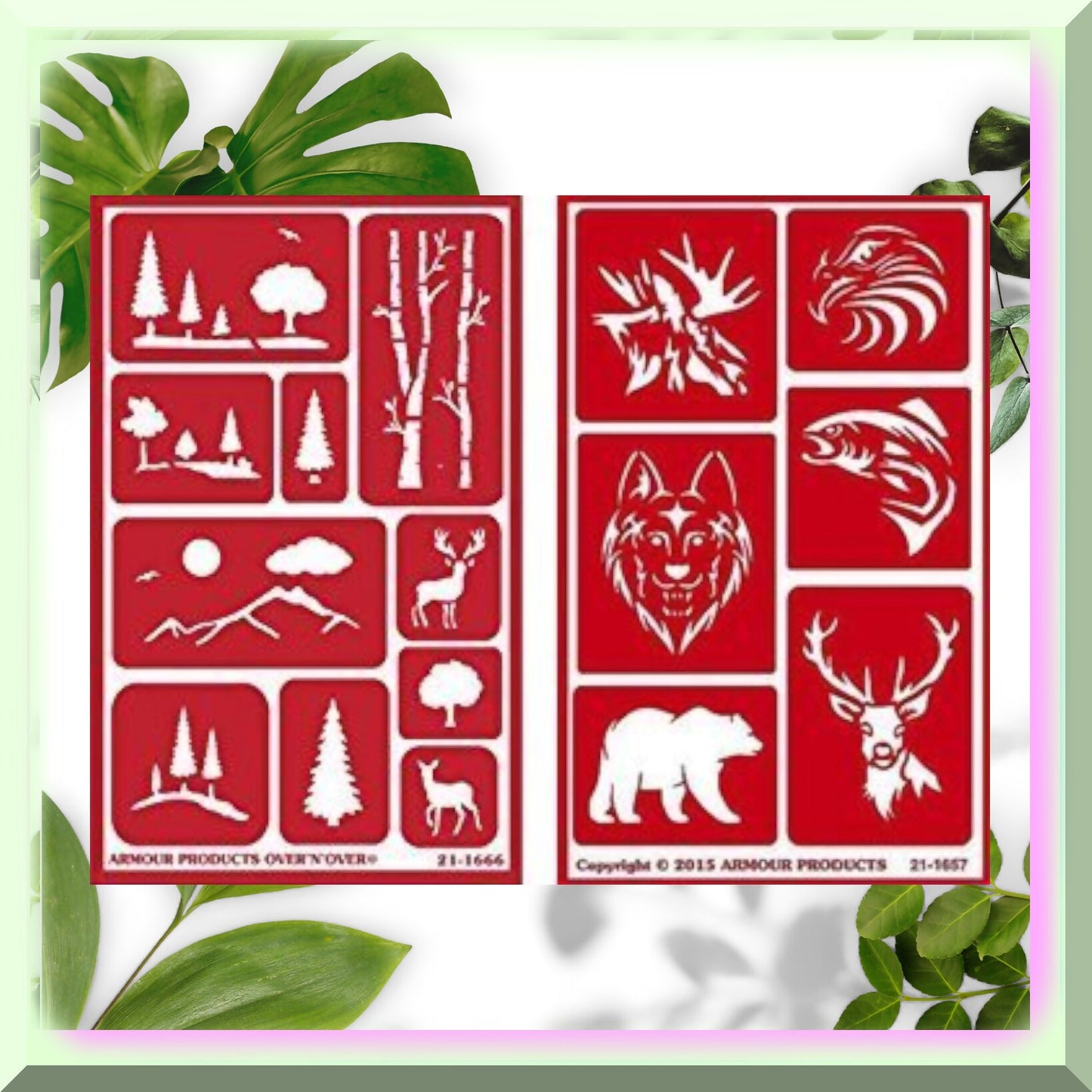 Reusable Glass & Stamp Etching Bundle with Landscapes and Wild Animals