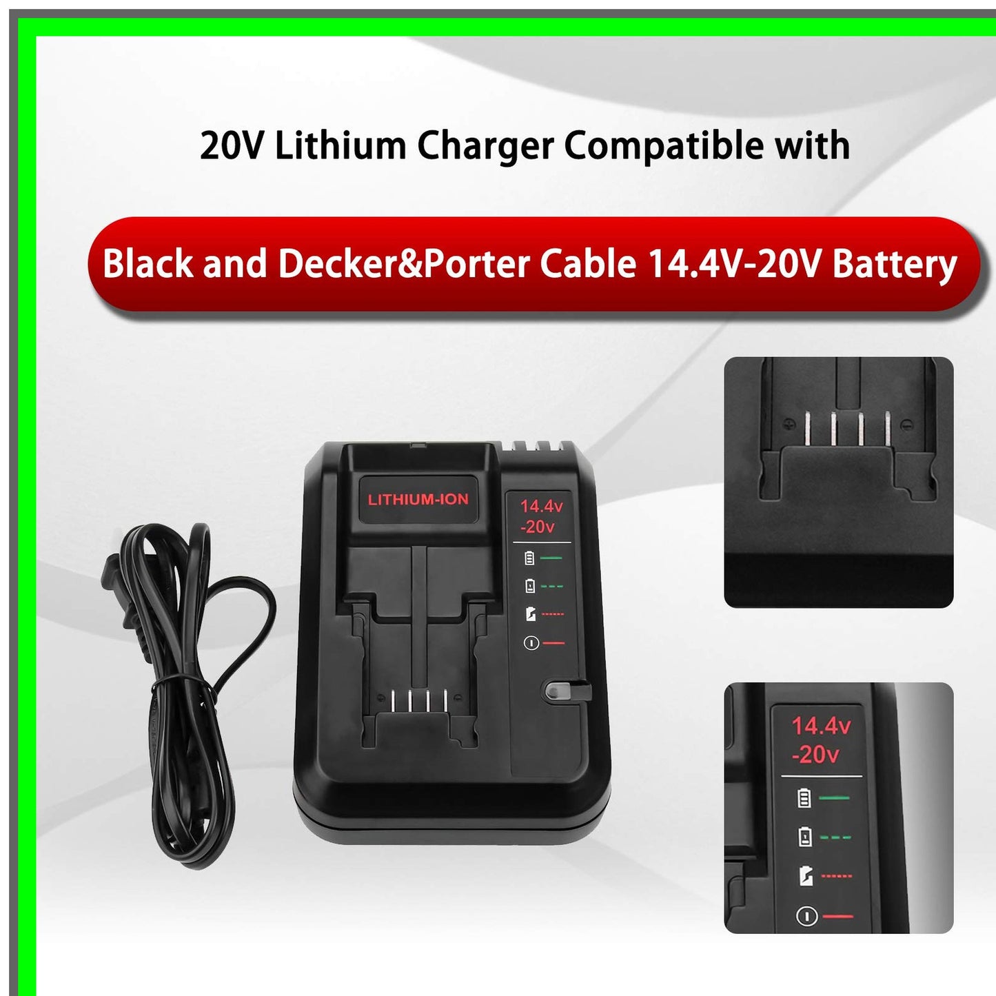 20V Quick Charge Battery Charger for Porter Cable LBXR20 PCC680L Series