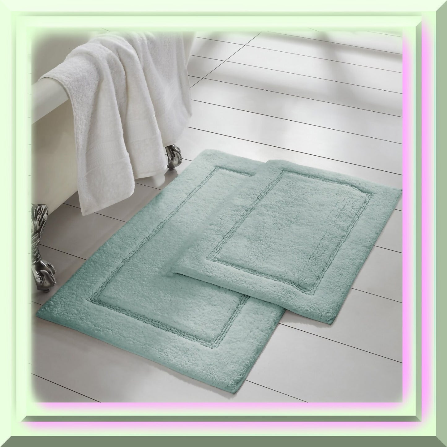 2-Pack Solid Loop Cotton Bath Mats 17x24 and 21x34