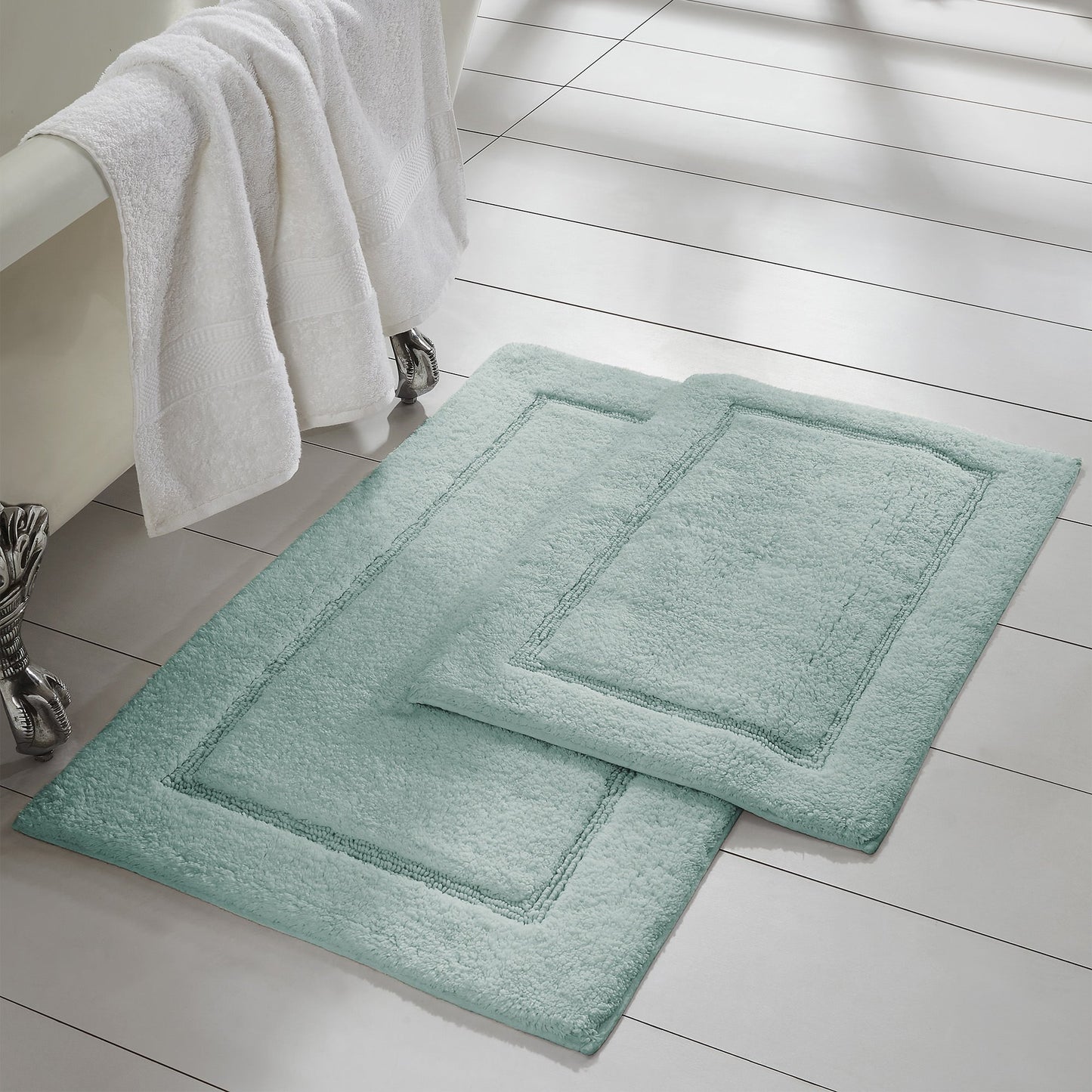 2-Pack Solid Loop Cotton Bath Mats 17x24 and 21x34