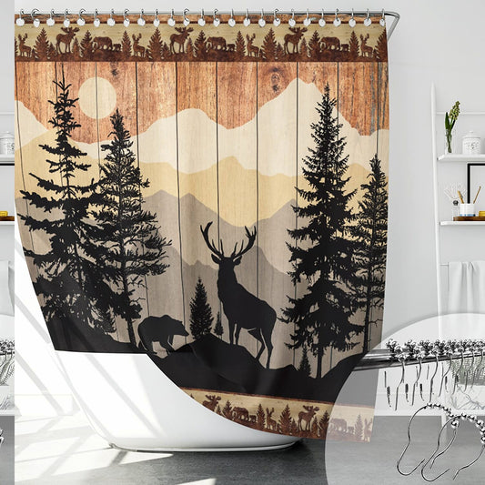 Rustic Deer Shower Curtain Set 72" x 72"
