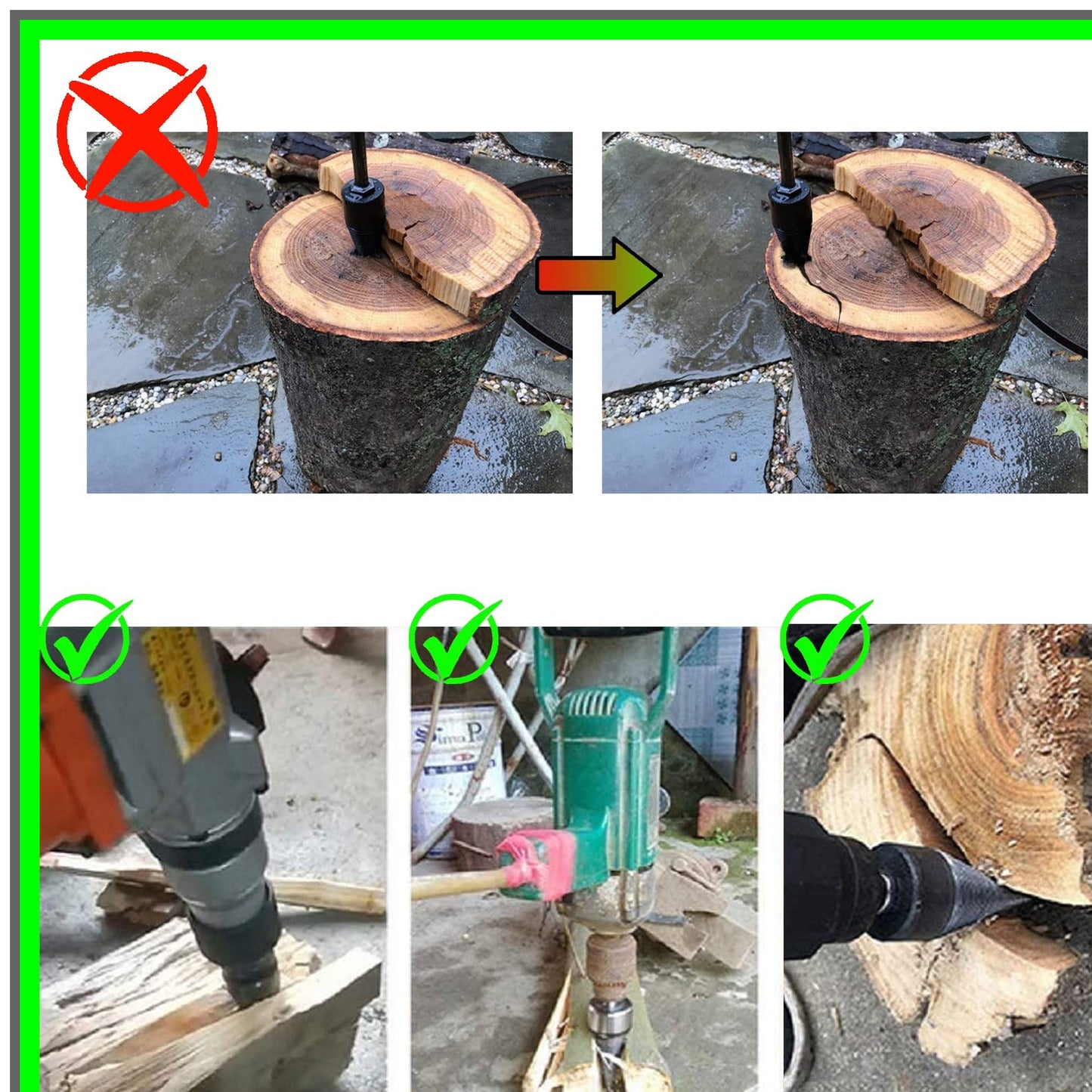 Heavy Duty Wood Log Splitter Drill Bit Set for Efficient Kindling Splitting