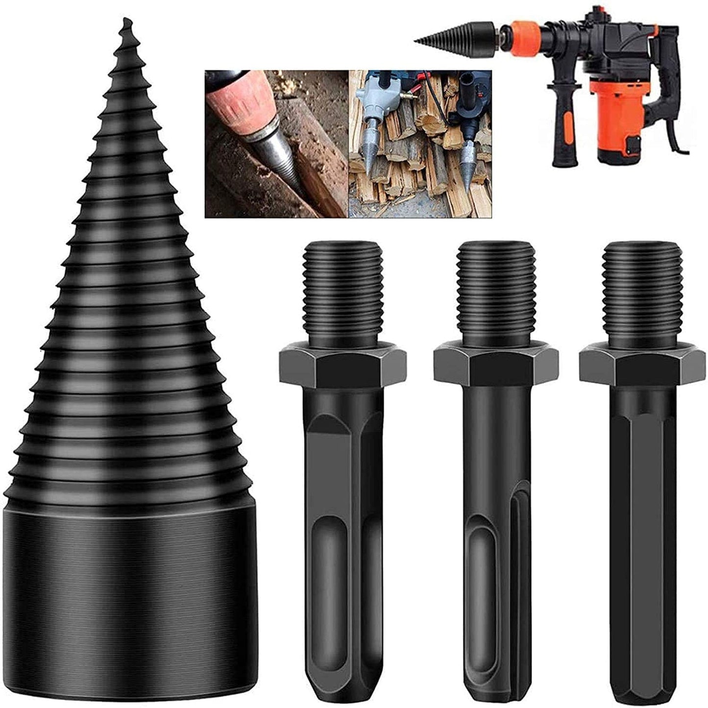 Heavy Duty Wood Log Splitter Drill Bit Set for Efficient Kindling Splitting