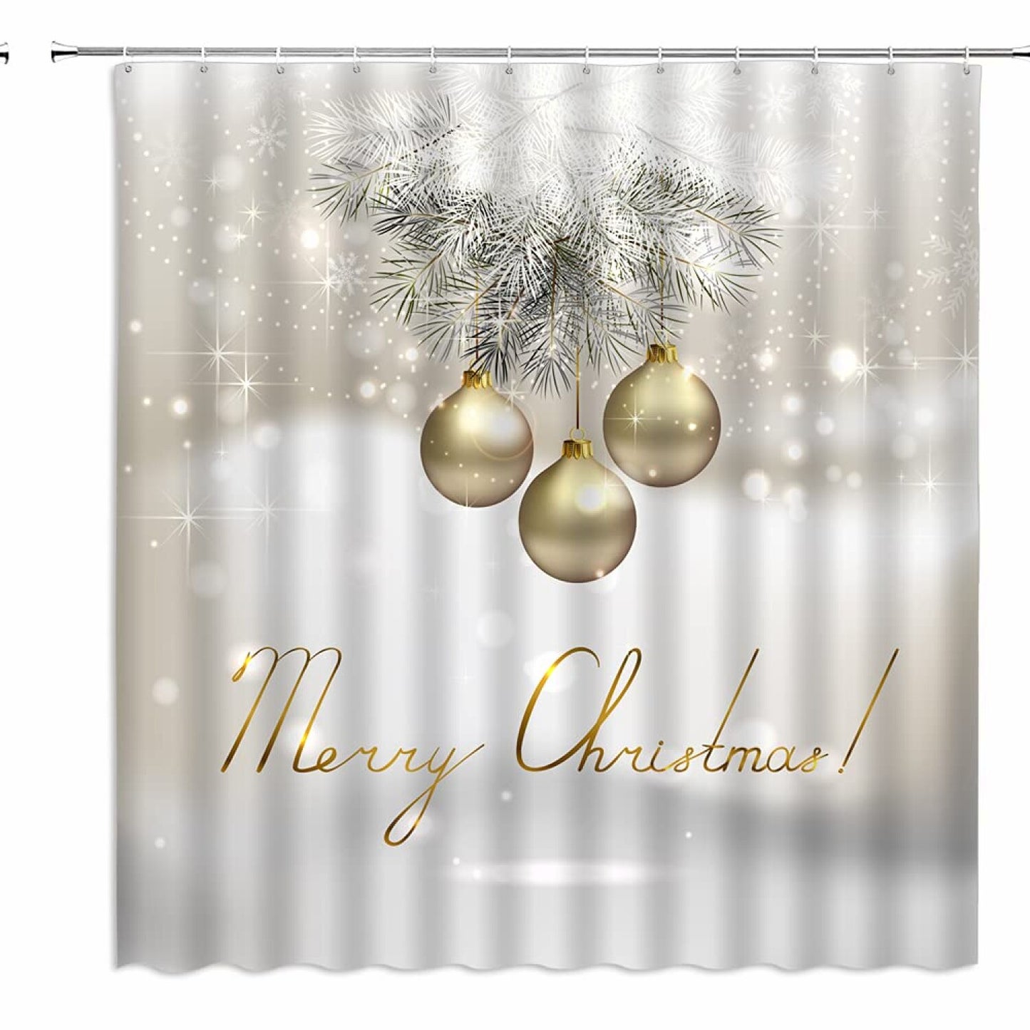 Silver Balls Snowflake Holiday Shower Curtain 70" x 70"