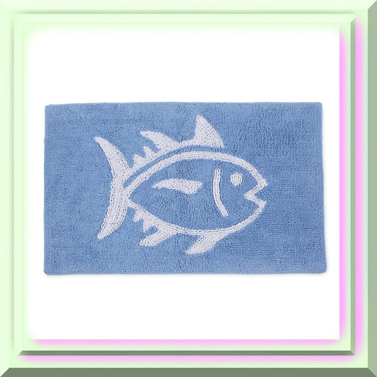 Skipjack Cotton Reversible Bathroom Rug 20x32 Light Blue