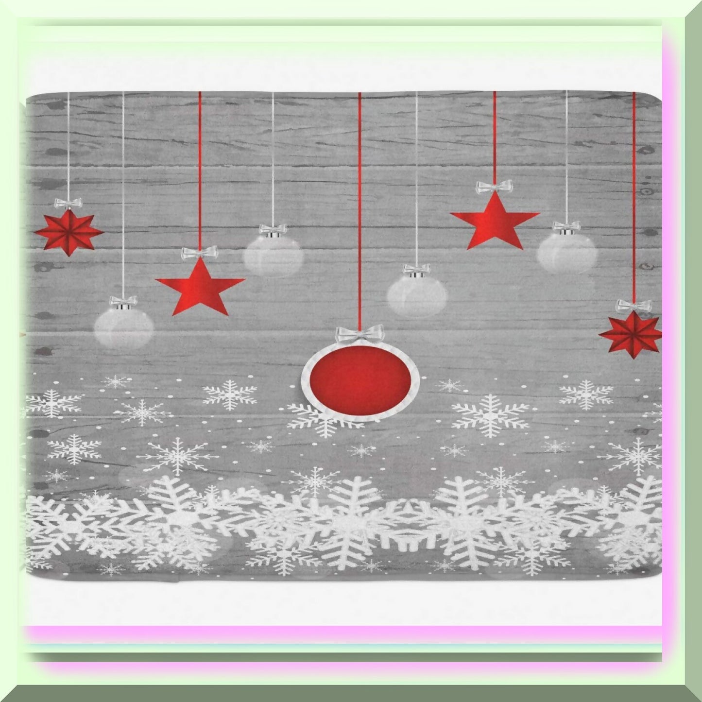 Bath Mat with Pendant Stars and Snowflakes, 30.2" x 20"