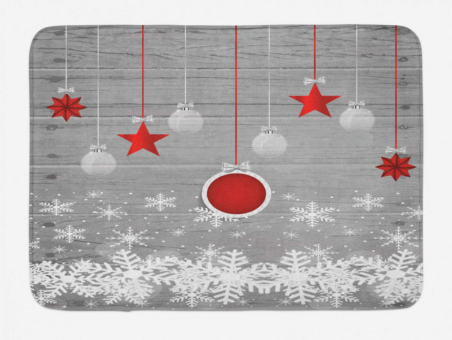 Bath Mat with Pendant Stars and Snowflakes, 30.2" x 20"