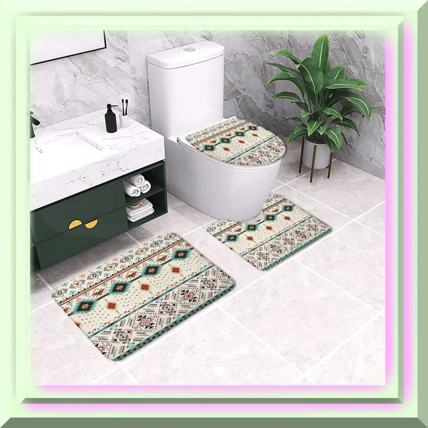 Aztec Tribal Ethnic Bathroom Rug 17x29 Inches