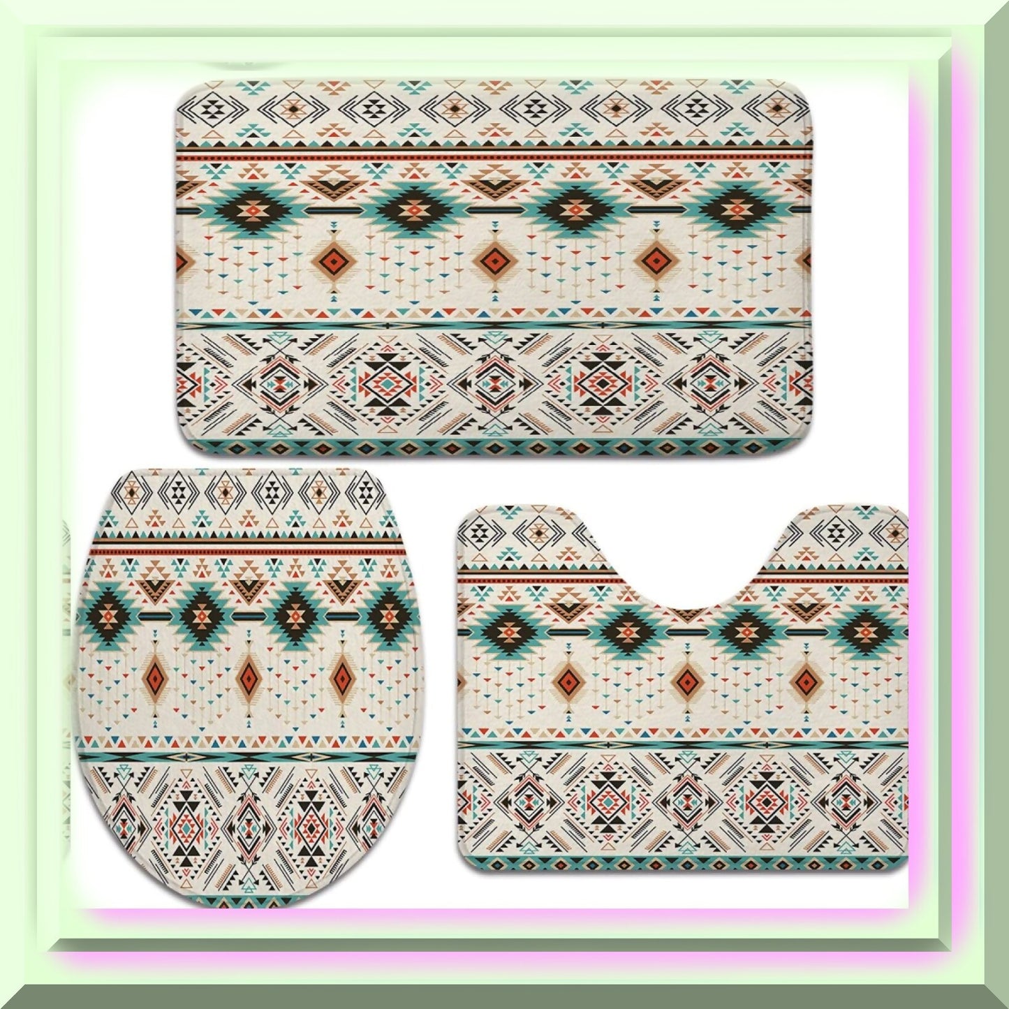 Aztec Tribal Ethnic Bathroom Rug 17x29 Inches