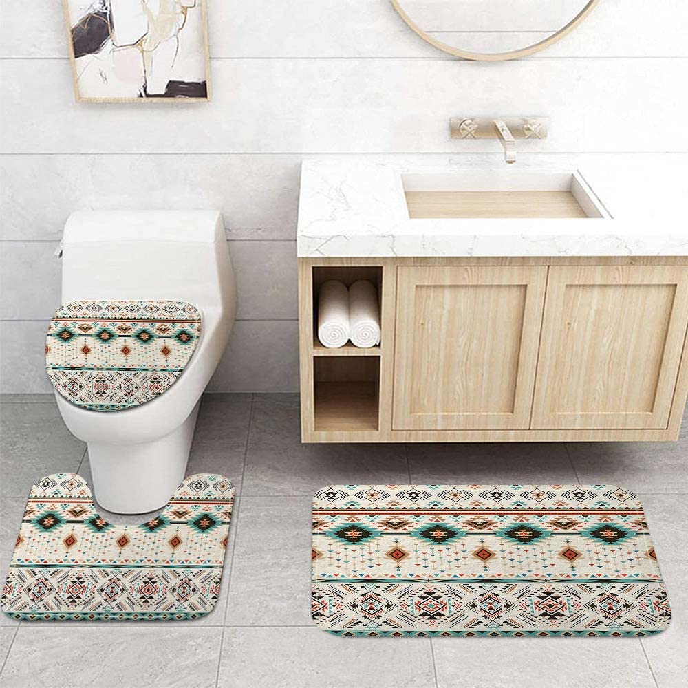 Aztec Tribal Ethnic Bathroom Rug 17x29 Inches