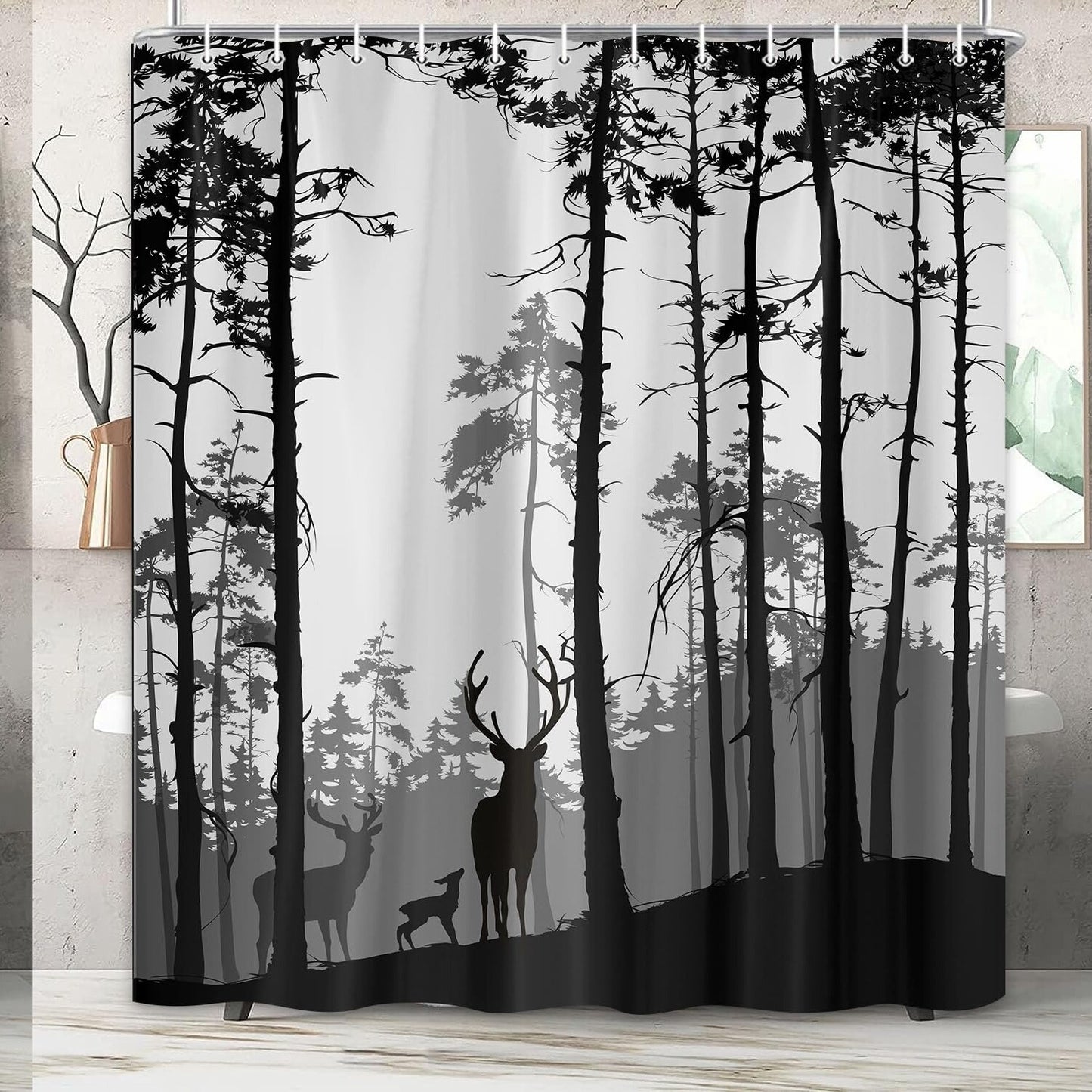 Tree Cabin Woodland Camo Shower Curtain 72x72
