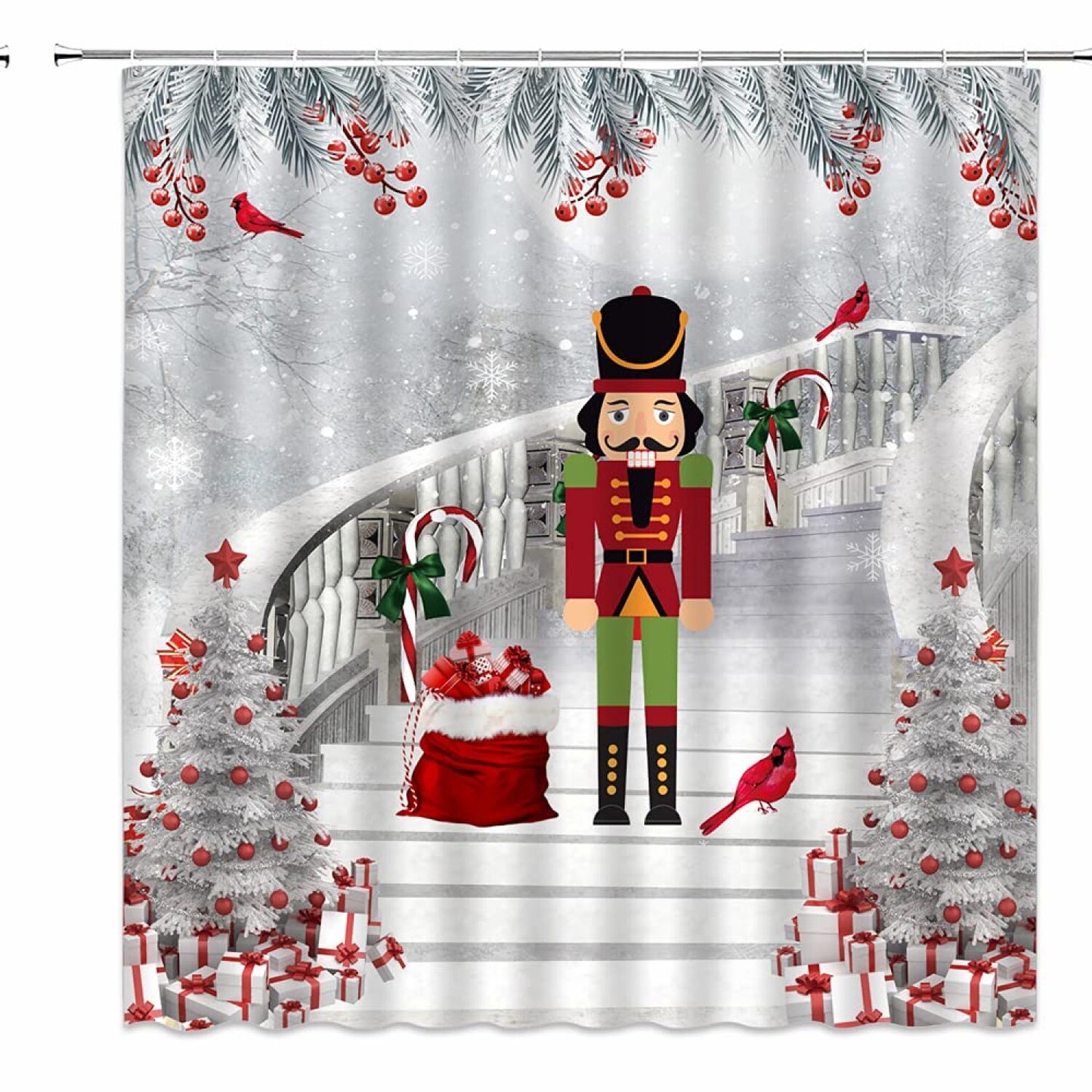 Gray Tree Holiday Shower Curtain 70x70 inches