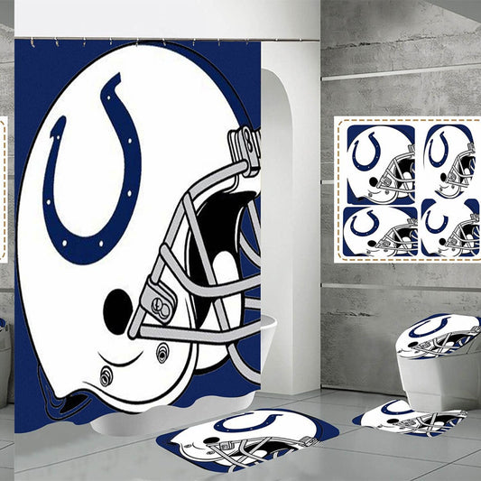 4 Pcs Shower Curtain Set with Rugs and Hooks