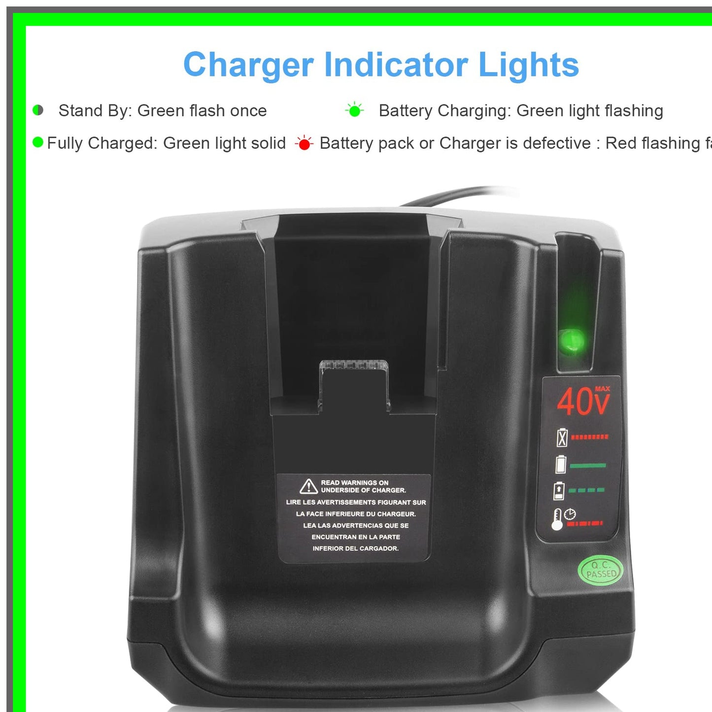 Efficient 40V Lithium Battery Charger for Black Decker Power Tools