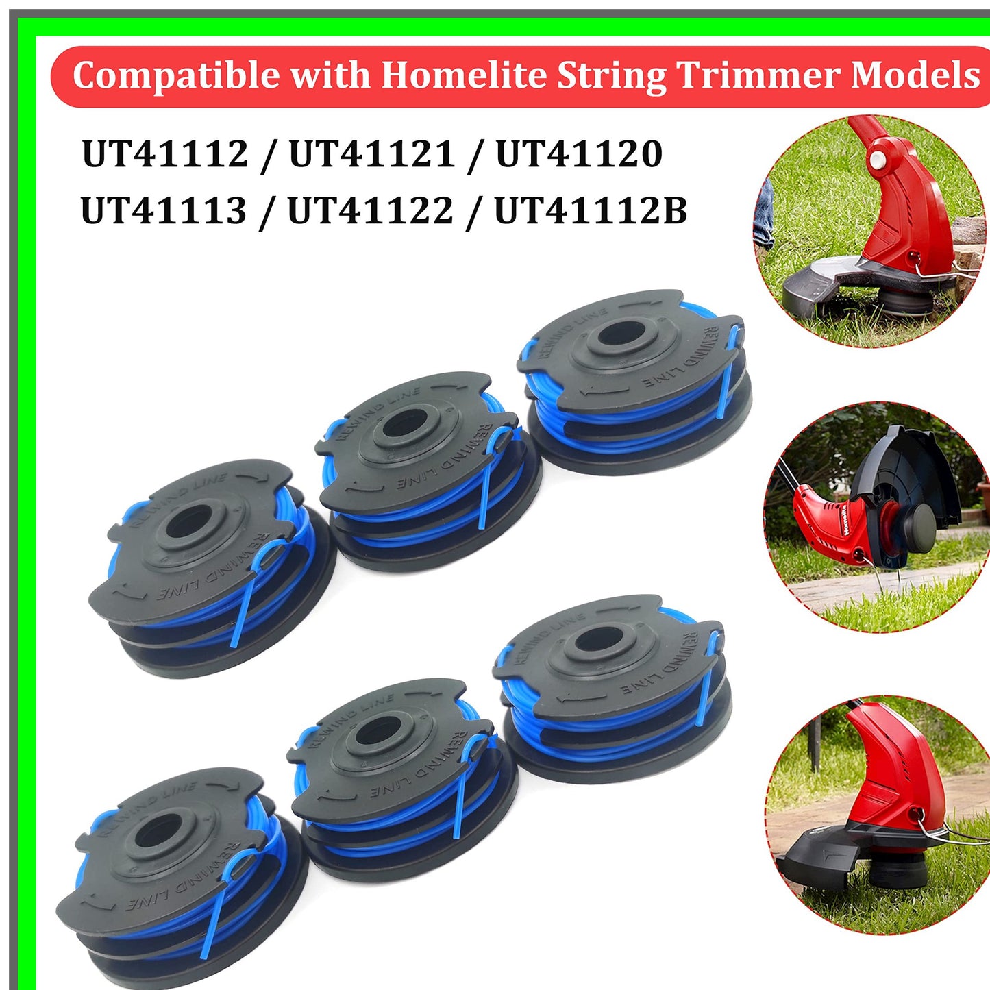 Autofeed Replacement Line and Spool for Homelite String Trimmers 6 Pack