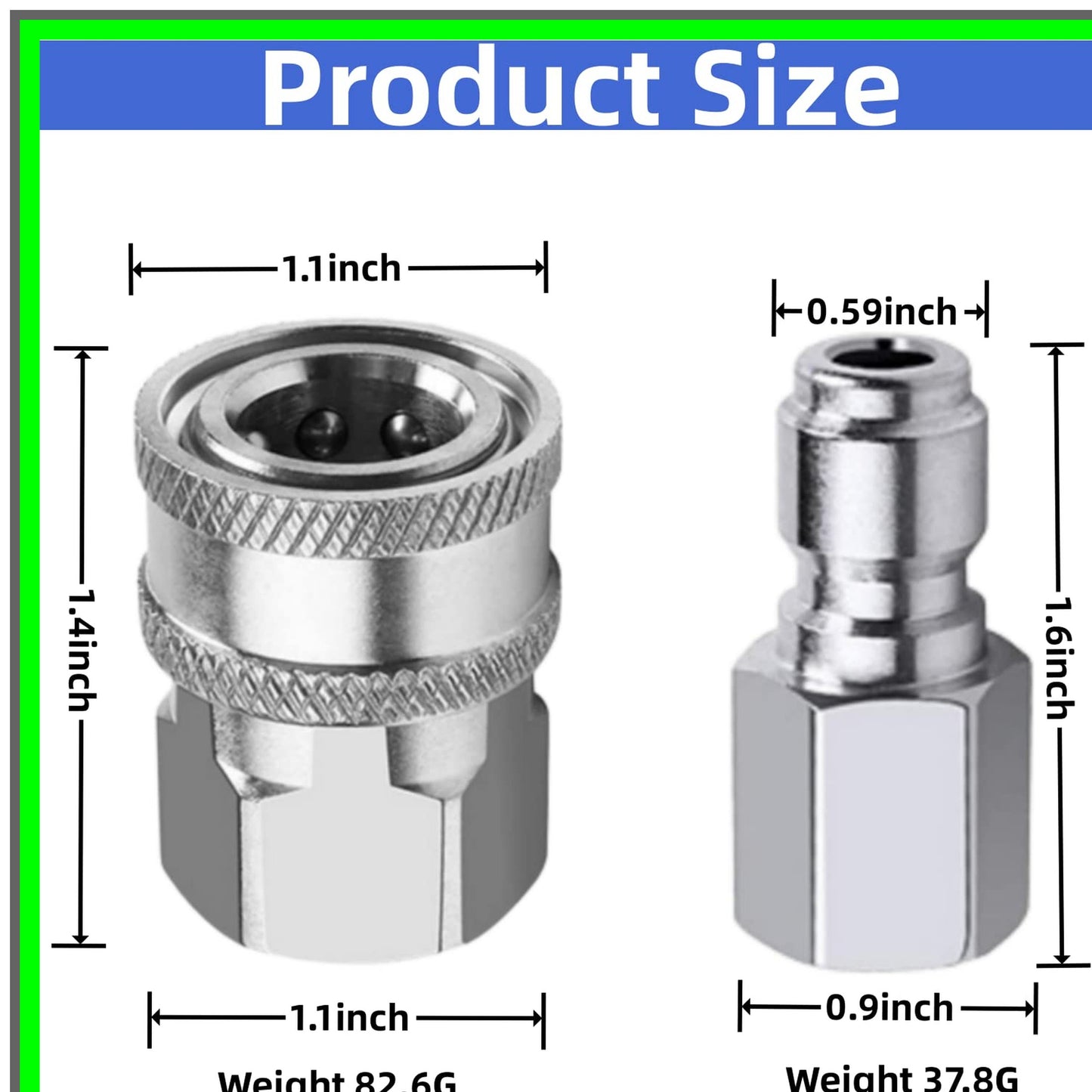 Stainless Steel Quick Disconnect Kit for 3/8 Inch Pressure Washers