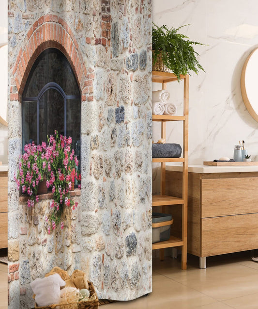 Tuscan Gothic Stone House Shower Curtain 36x72