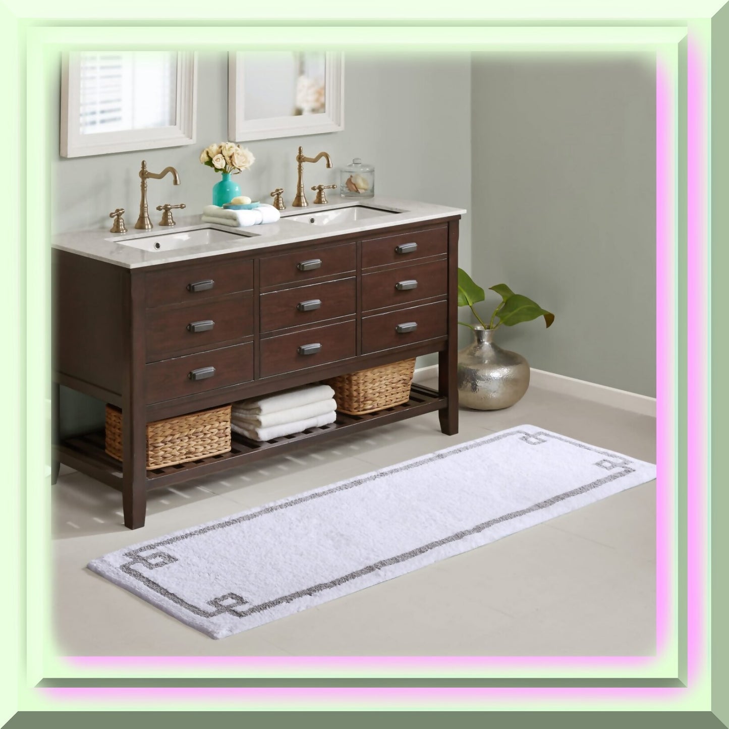 Evan 100% Cotton Bathroom Rug 24x72 White