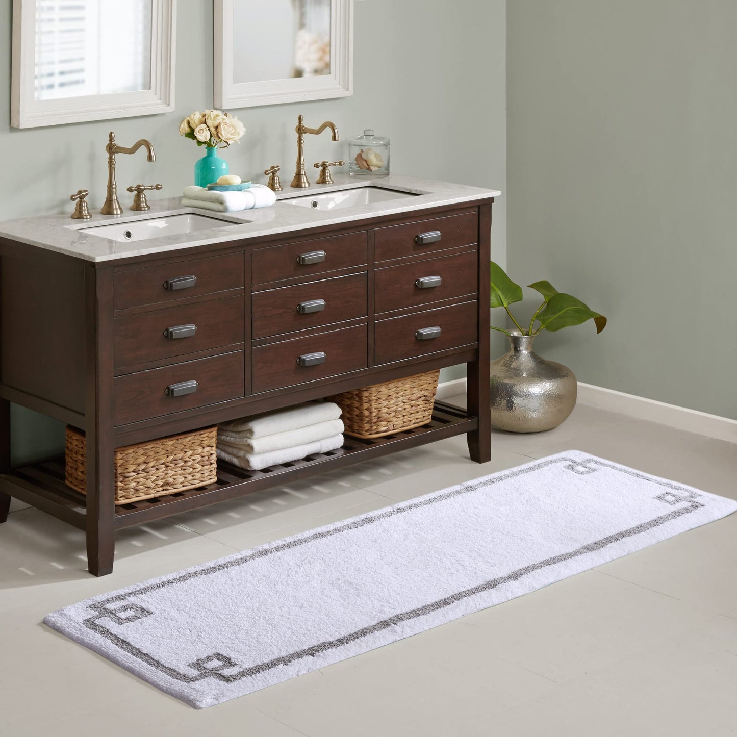 Evan 100% Cotton Bathroom Rug 24x72 White