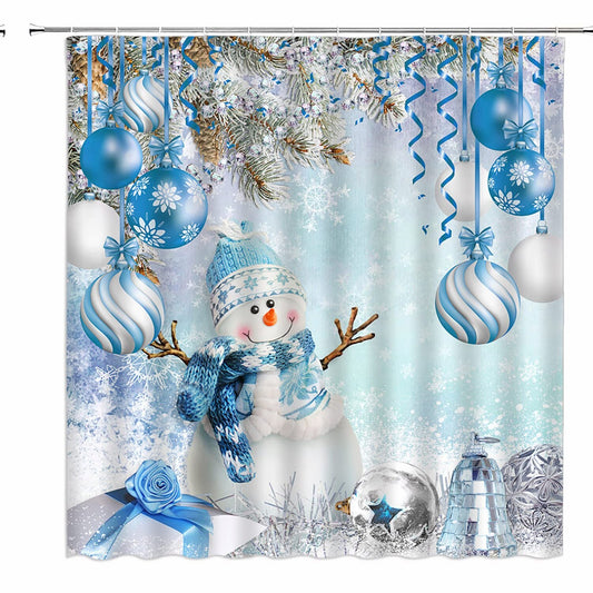 Xmas Snowman Shower Curtain 70x70 Inches