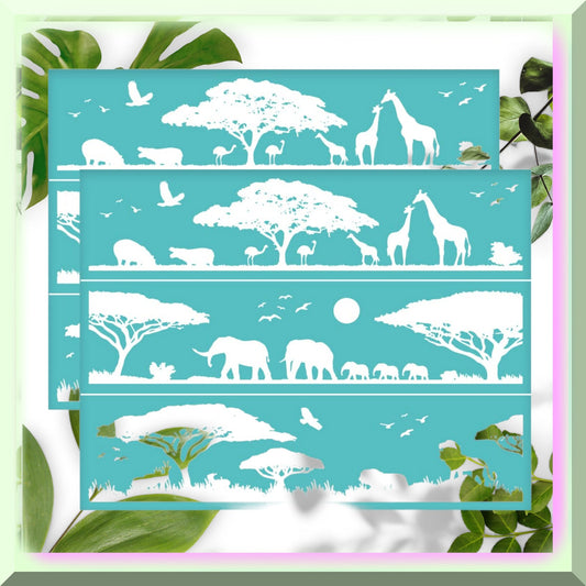 Self-Adhesive Silk Screen Printing Kit with Animal Patterns