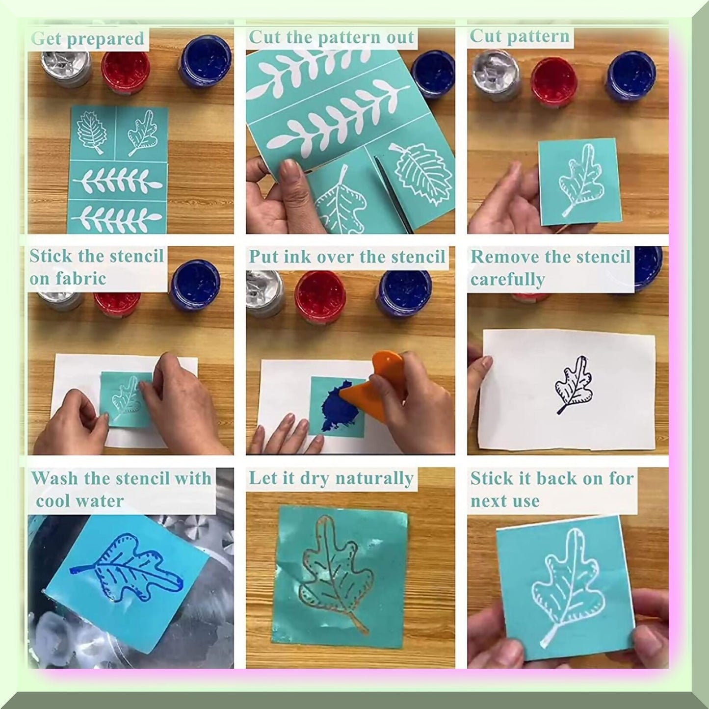 Self-Adhesive Silk Screen Printing Kit with Animal Patterns