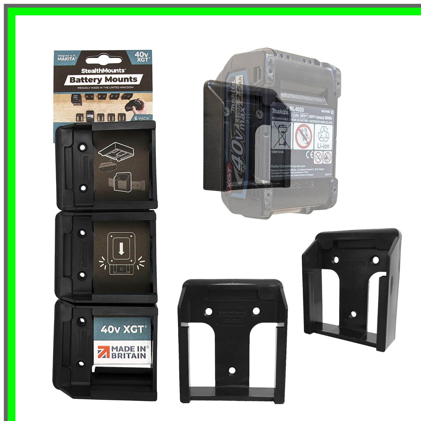 Efficient 40V Battery Holder Set for Makita - Wall Mount Storage Solution