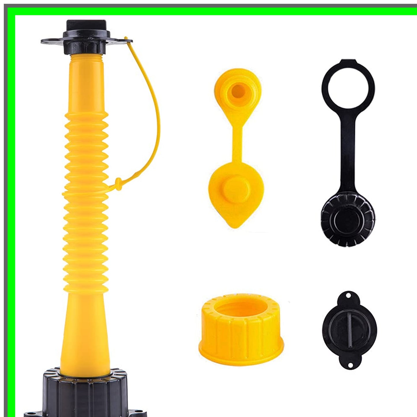 Flexible Gas Can Spout Replacement Kit with Coarse and Fine Thread Caps