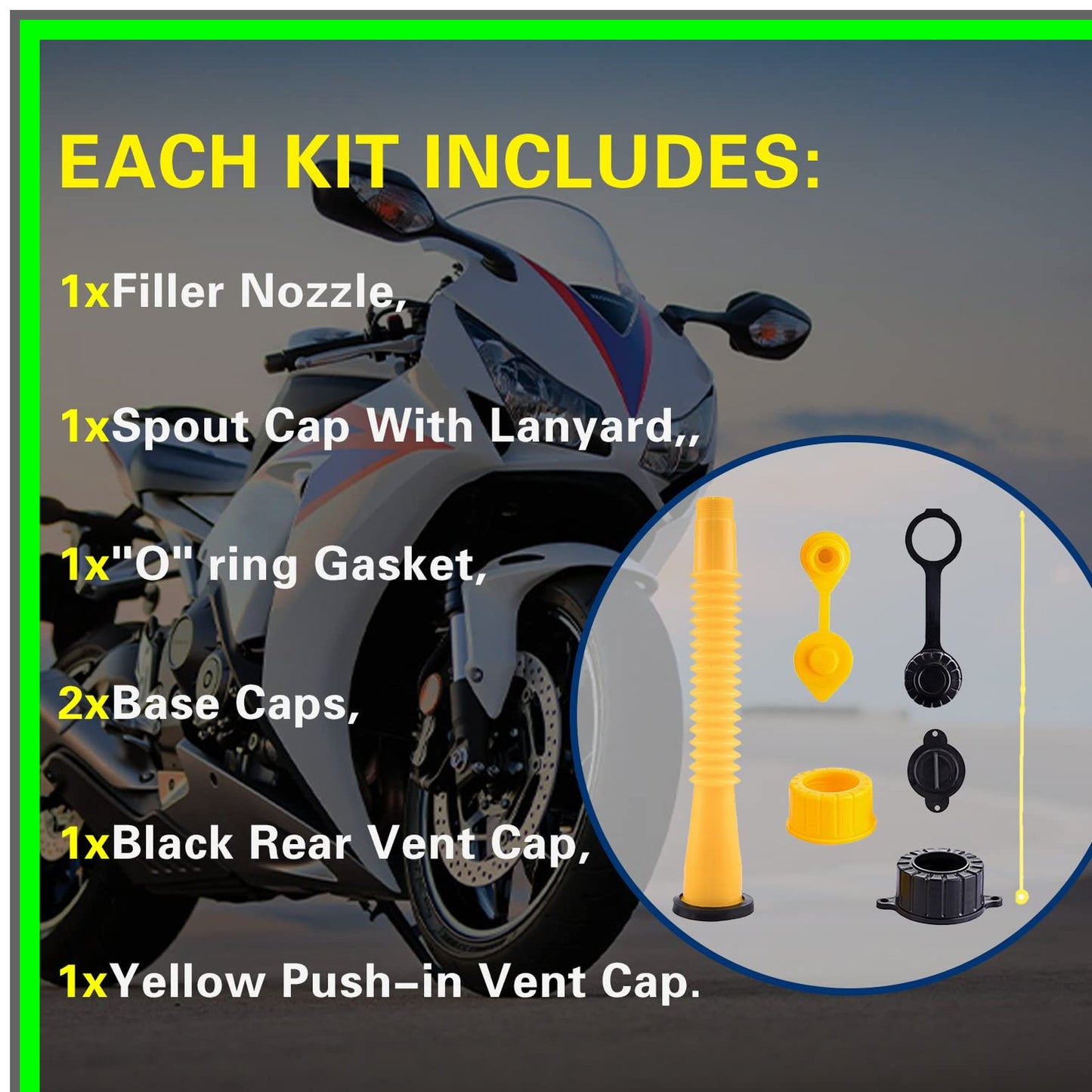Flexible Gas Can Spout Replacement Kit with Coarse and Fine Thread Caps