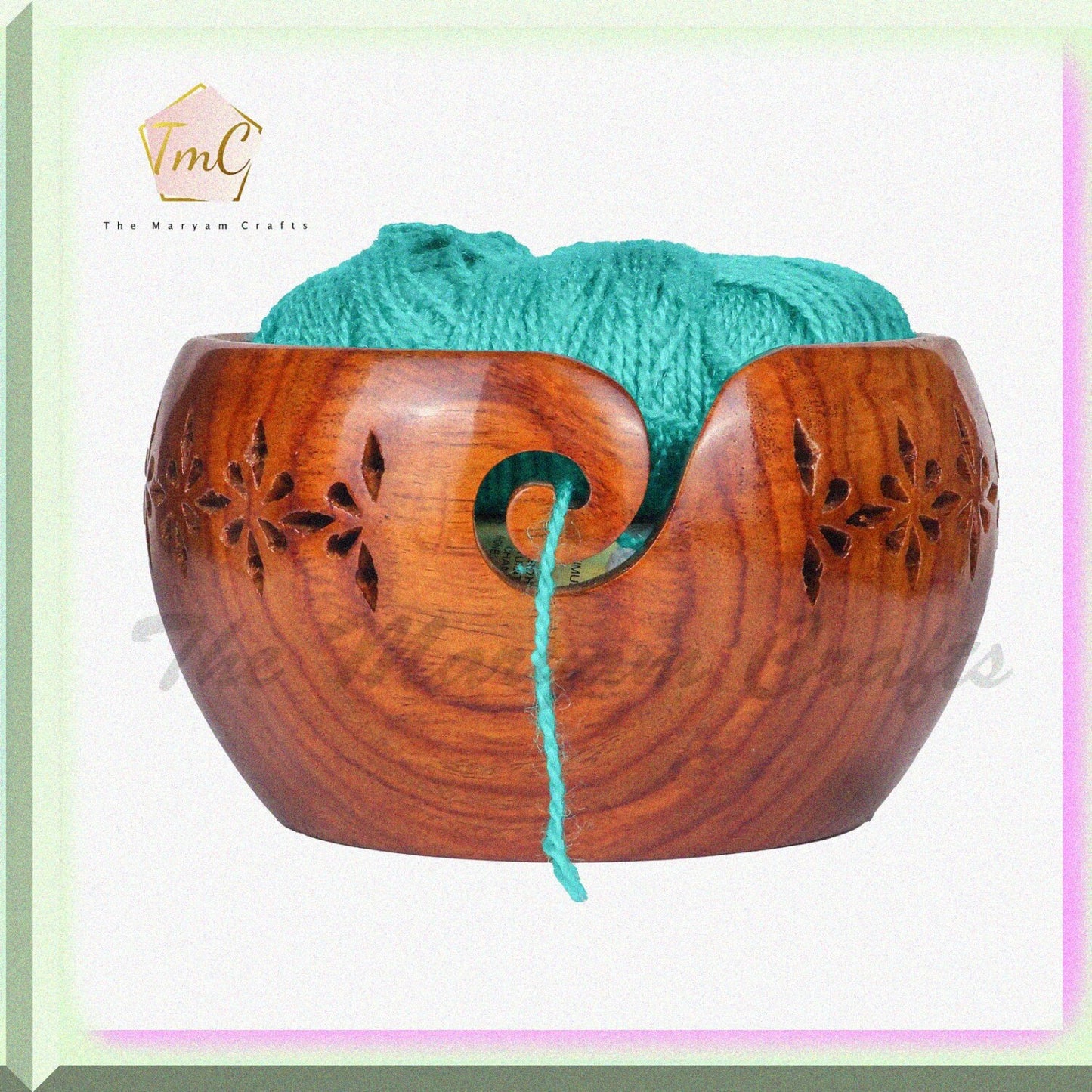 Personalized Rosewood Yarn Bowl 7" Diameter