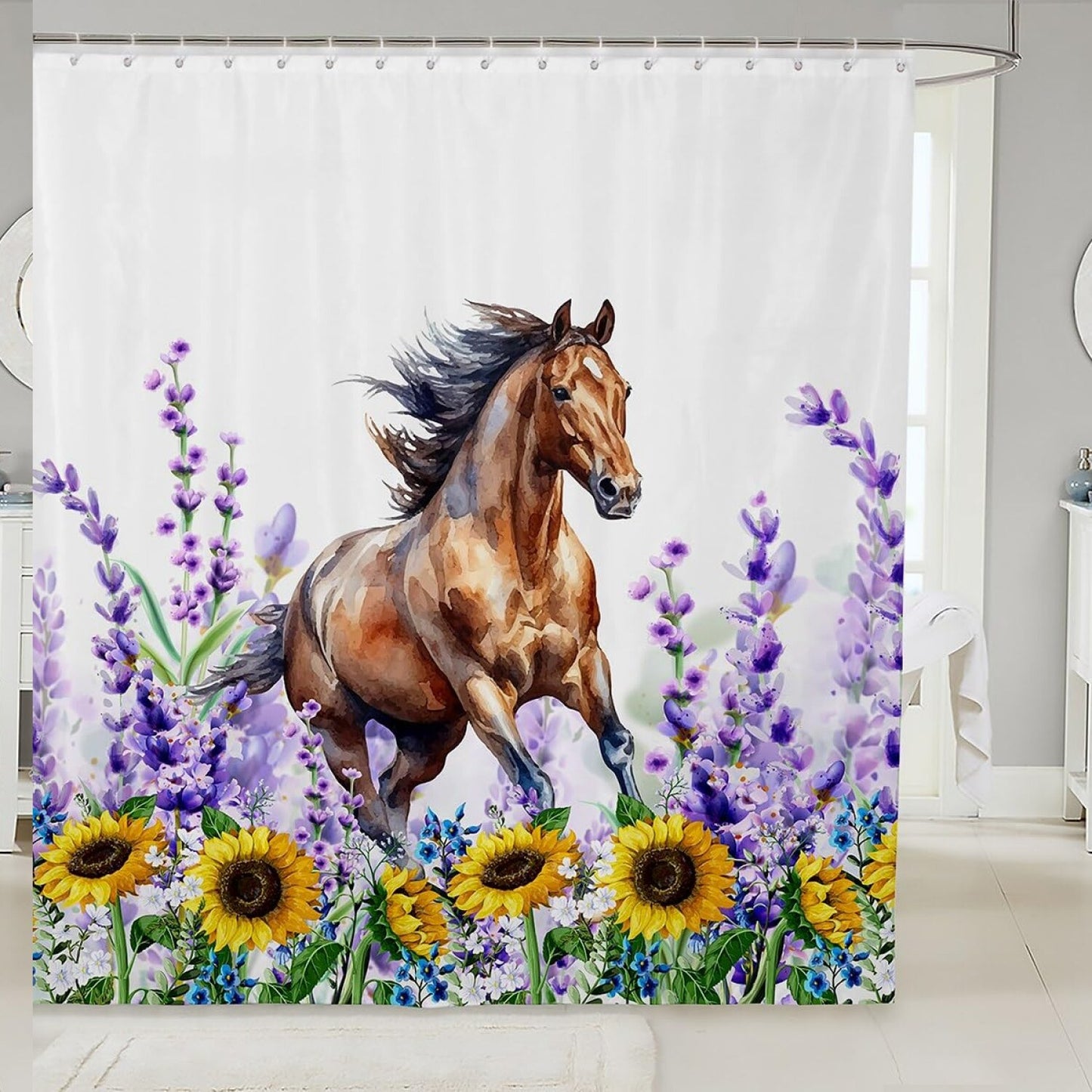 Farmhouse Horse Kids Shower Curtain 72x72 inches