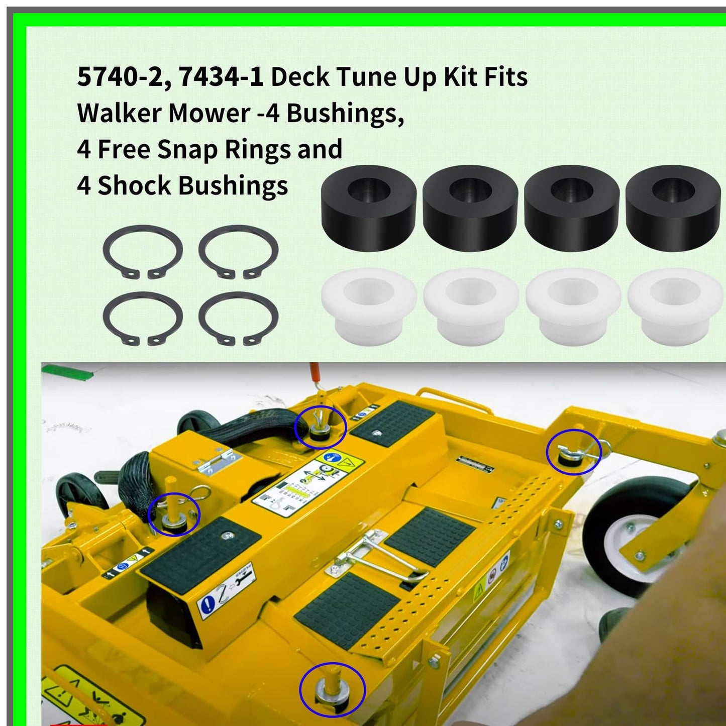 Walker Mower Deck Tune Up Kit with Bushings and Snap Rings