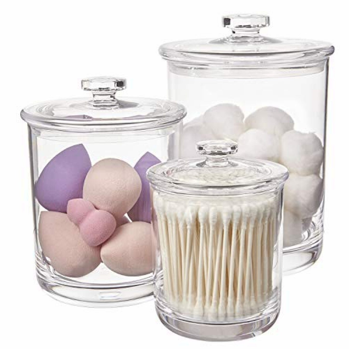 Set of 3 Clear Plastic Apothecary Jars 15oz, 30oz, 60oz