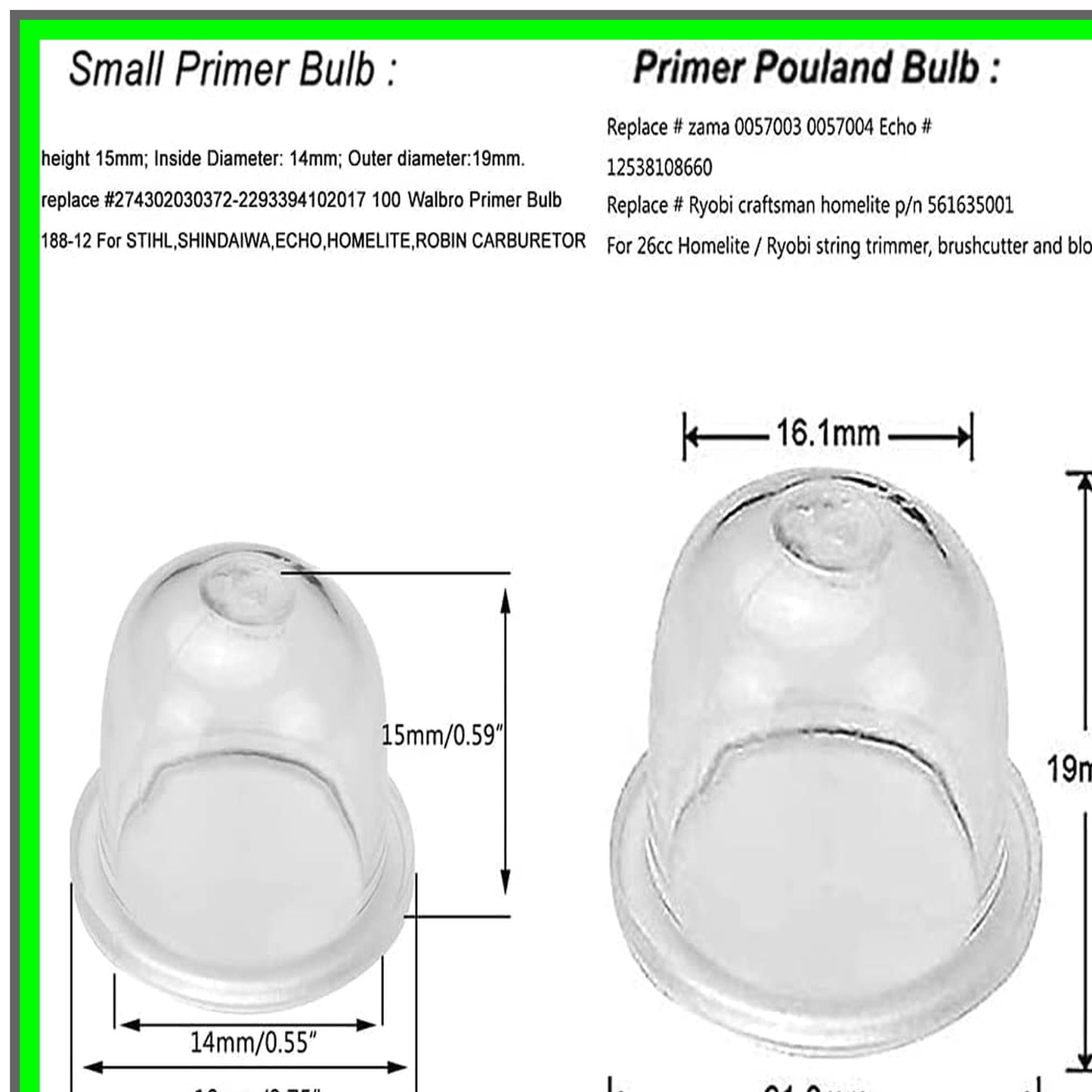 Fuel Line Primer Bulb and Filter Kit for 2 Cycle Small Engine Tools