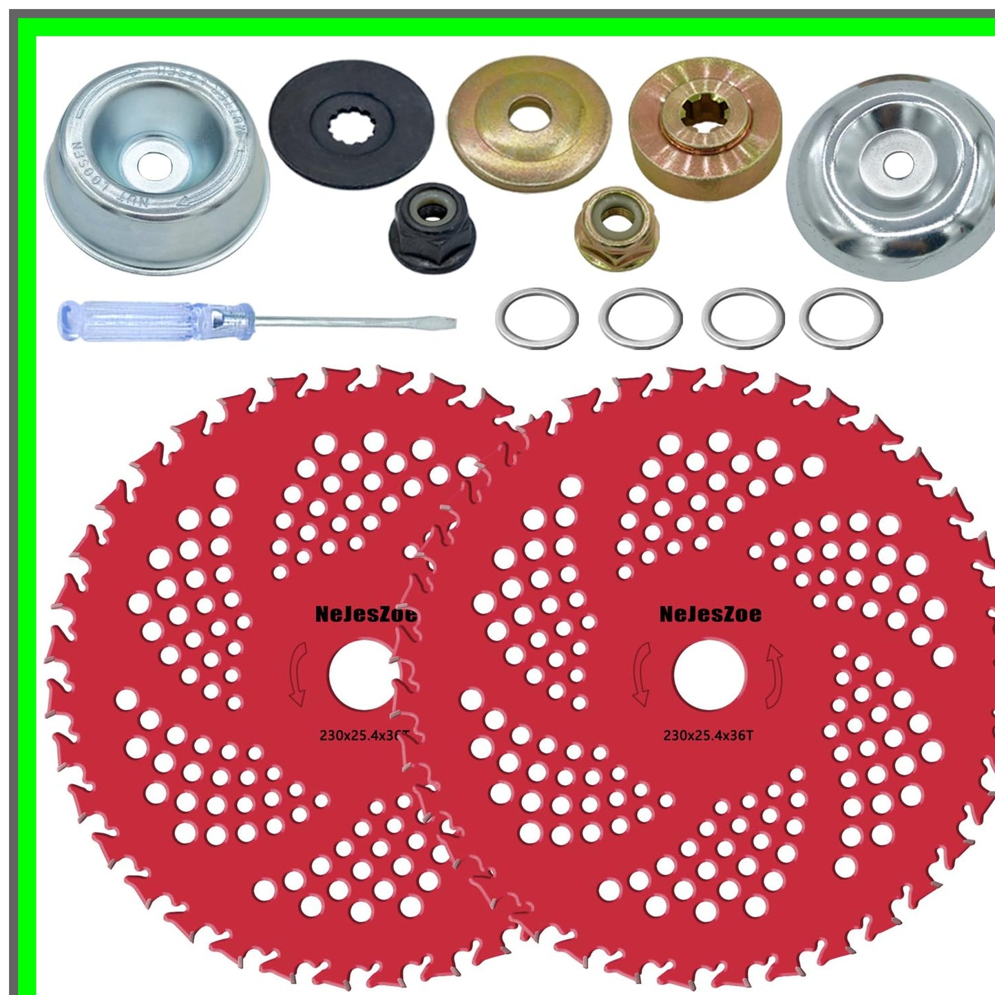 Carbide Tipped Brush Cutter Blades with Universal Adapter Kit for Trimmers