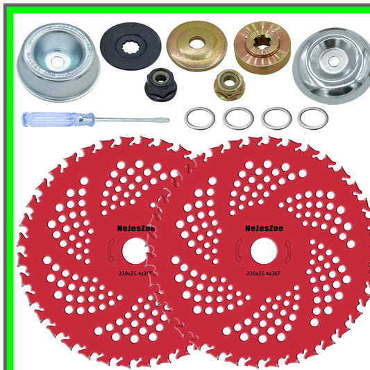 Carbide Tipped Brush Cutter Blades with Universal Adapter Kit for Trimmers