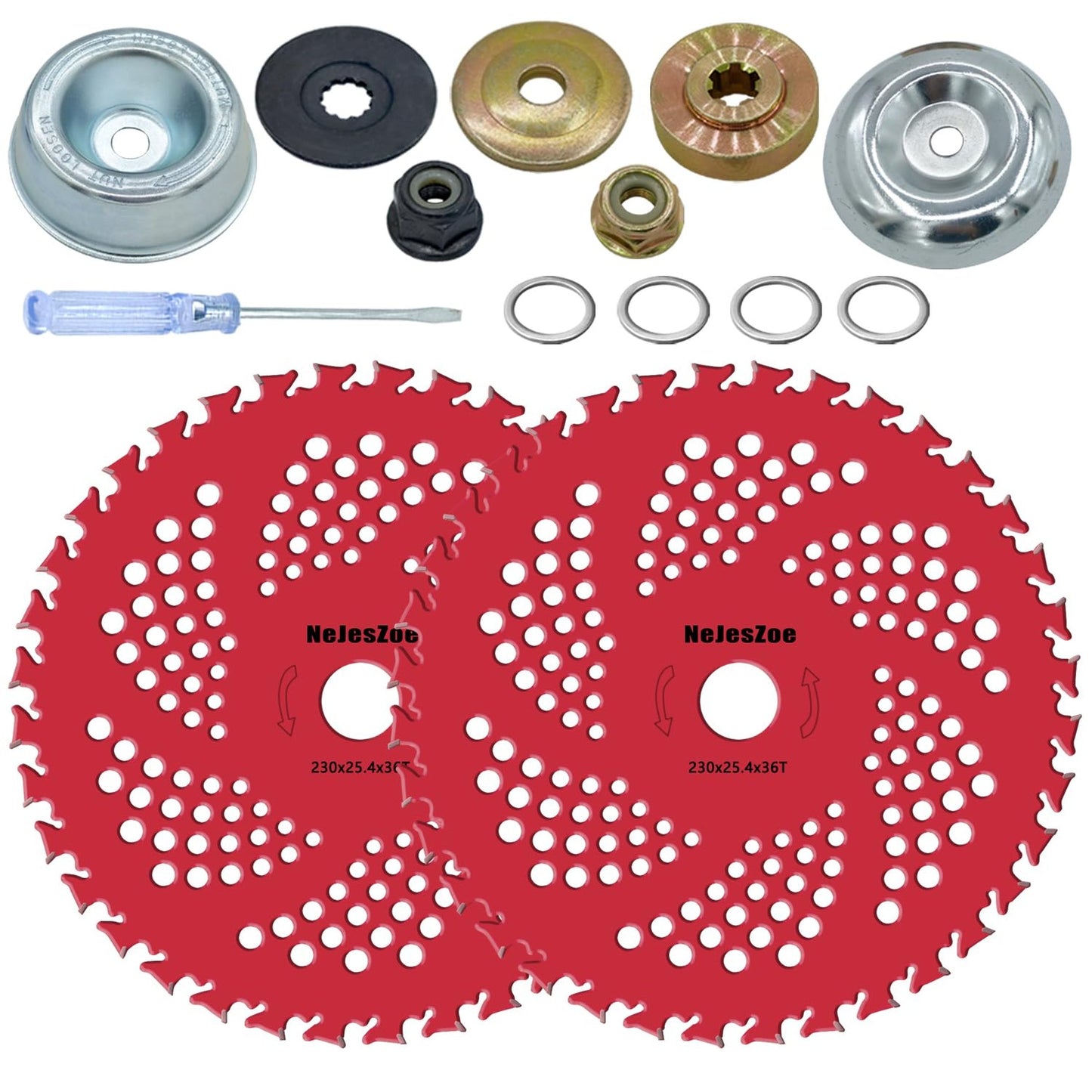 Carbide Tipped Brush Cutter Blades with Universal Adapter Kit for Trimmers