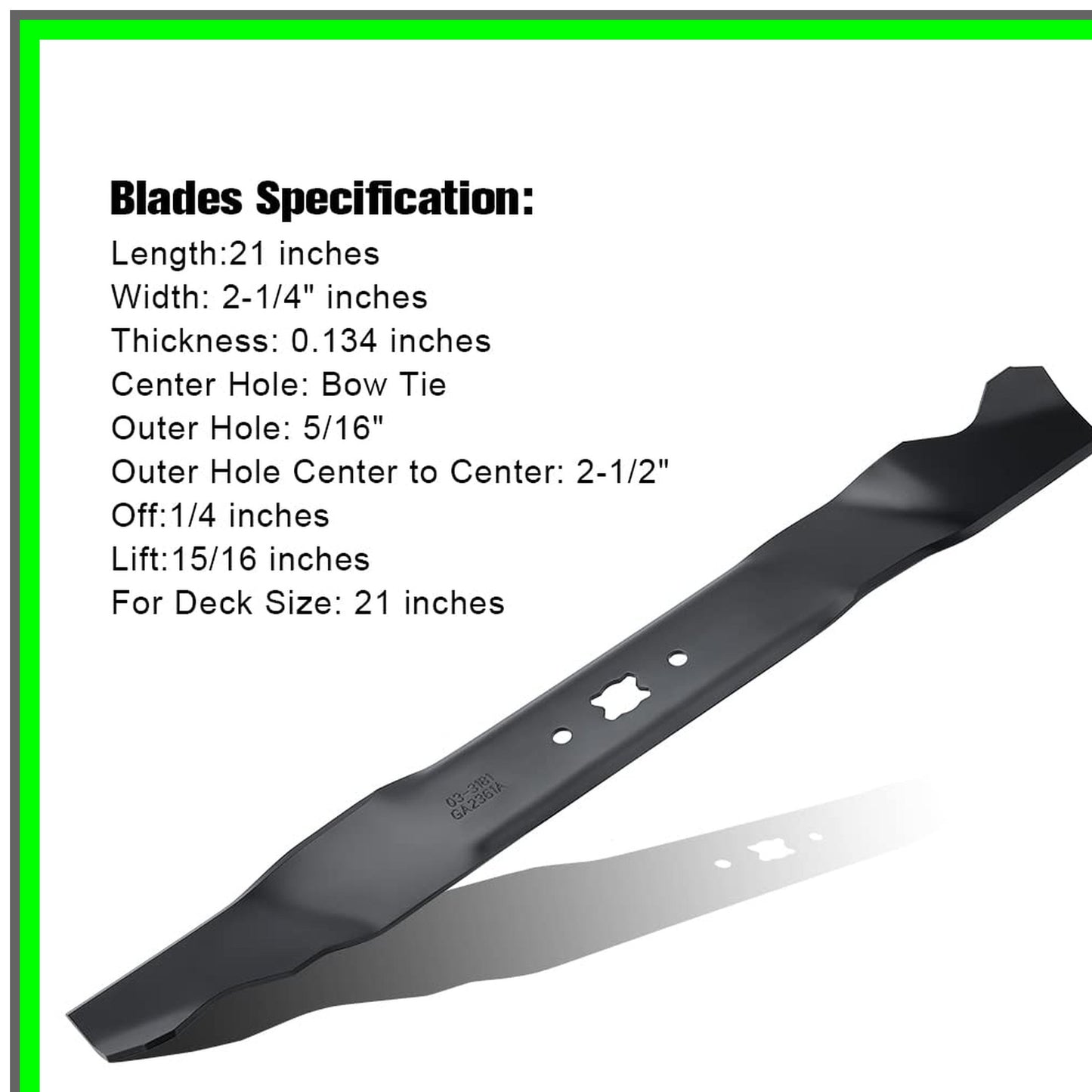 21 Inch Mulching Blades for Troy Bilt Cub Cadet Mowers - 2 Pack Replacement