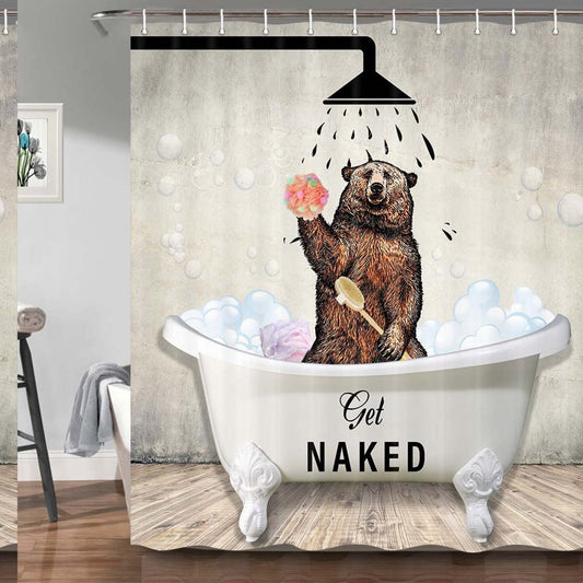 Funny Bear Kids Shower Curtain Brown 69x72