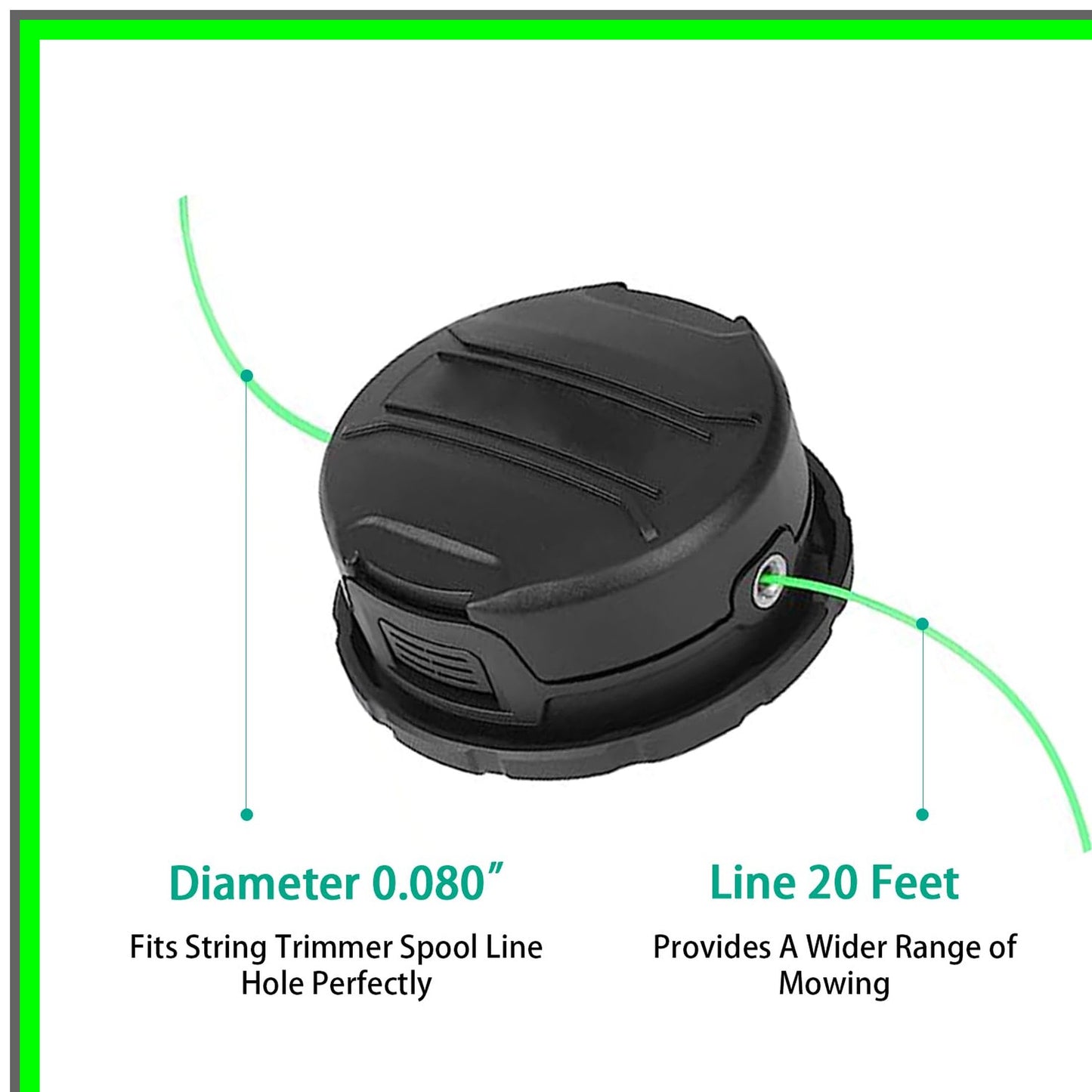 Replacement Trimmer Head and Spools for Cordless String Trimmers 20ft 0.080"